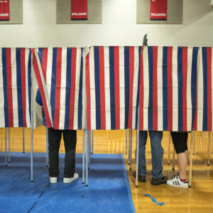 BEDFORD, NH - FEBRUARY 9: Voters head to the polling booths inside the Bedford High school, February 9, 2016 in Bedford, New Hampshire. 
(Photos by Charles Ommanney/The Washington Post via Getty Images)